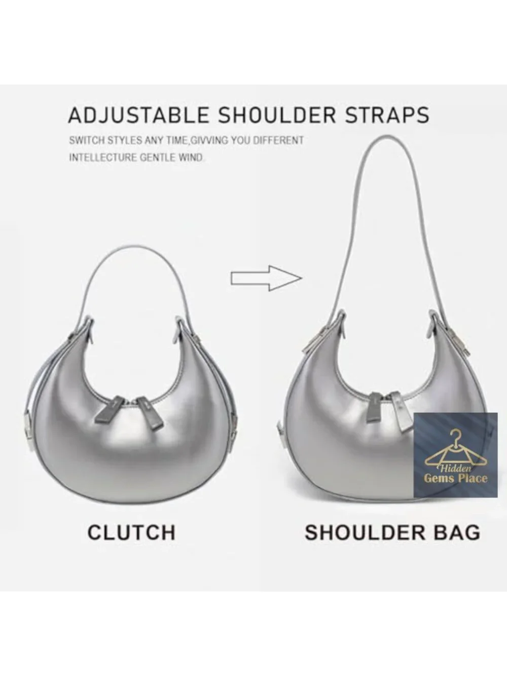 Small Hobo Tote Handbag with Adjustable Double Zipper Closure